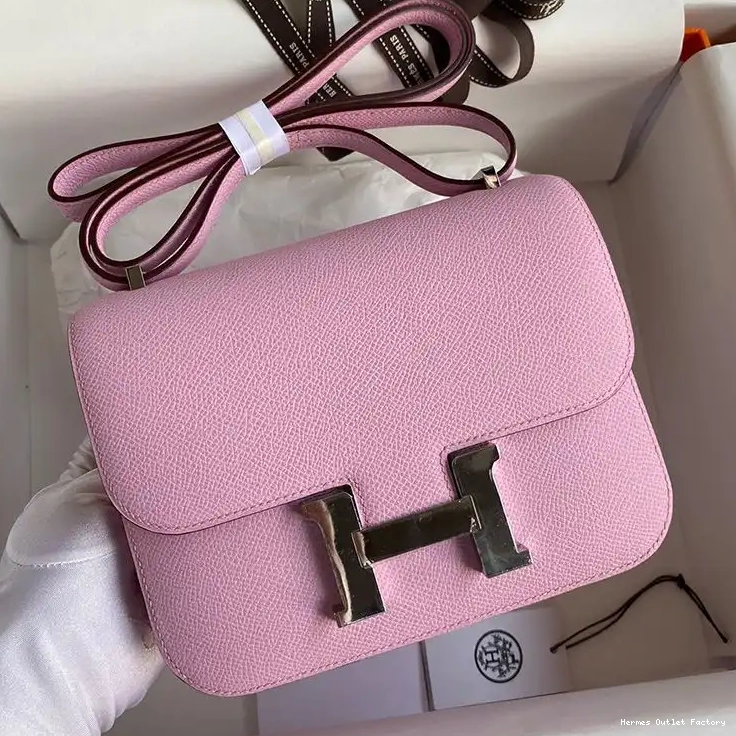 Hermes Hardware Bag Leather Epsom Palladium In Constance Purple 0419